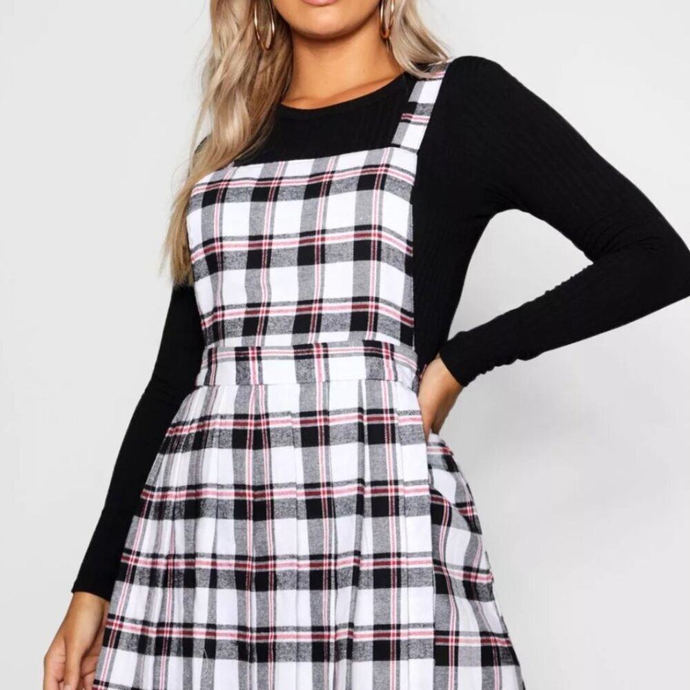 BOOHOO FLANNEL JUMPER DRESS sz14 || EUC